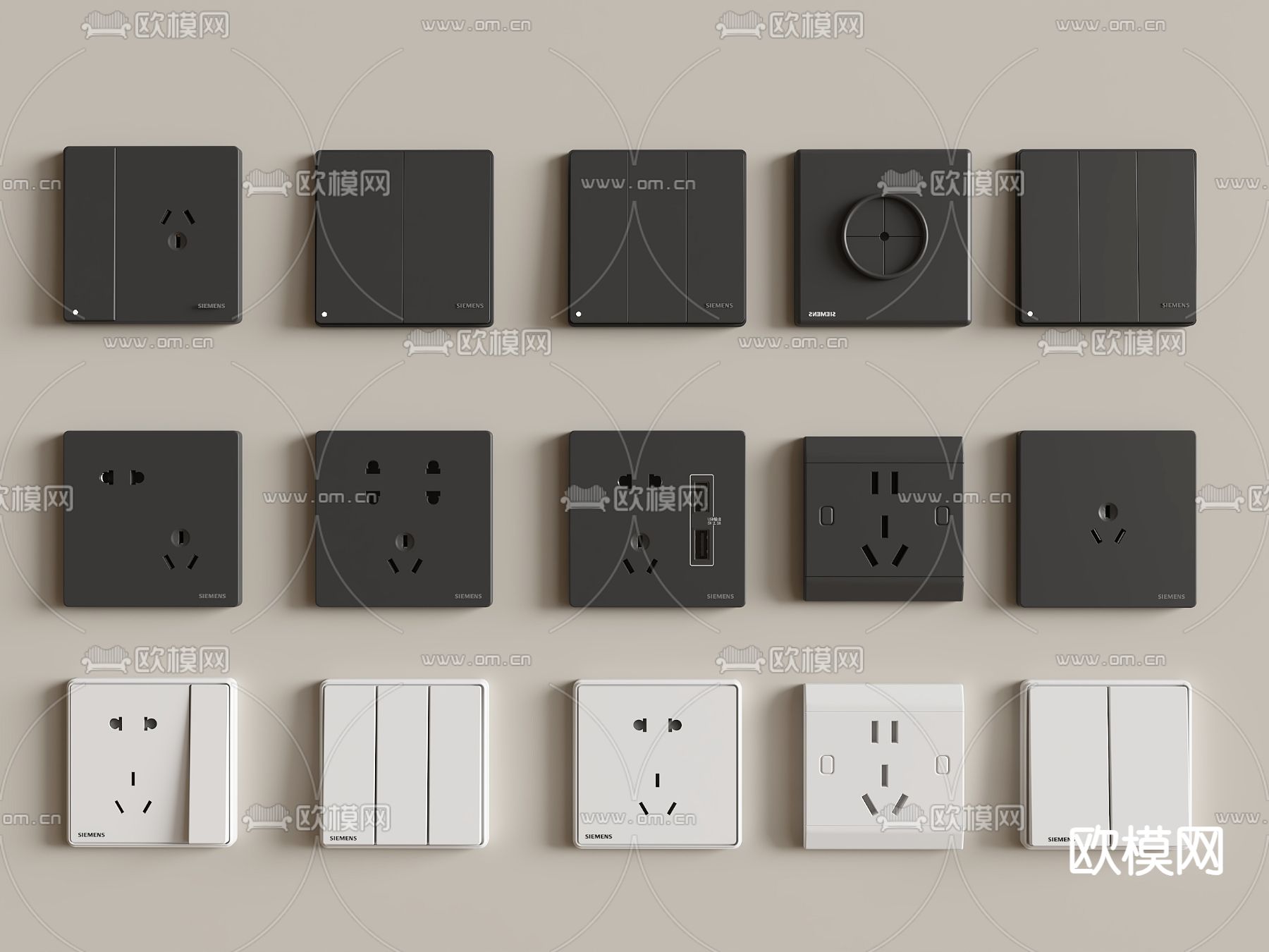 开关 智能面板 插座3d模型下载