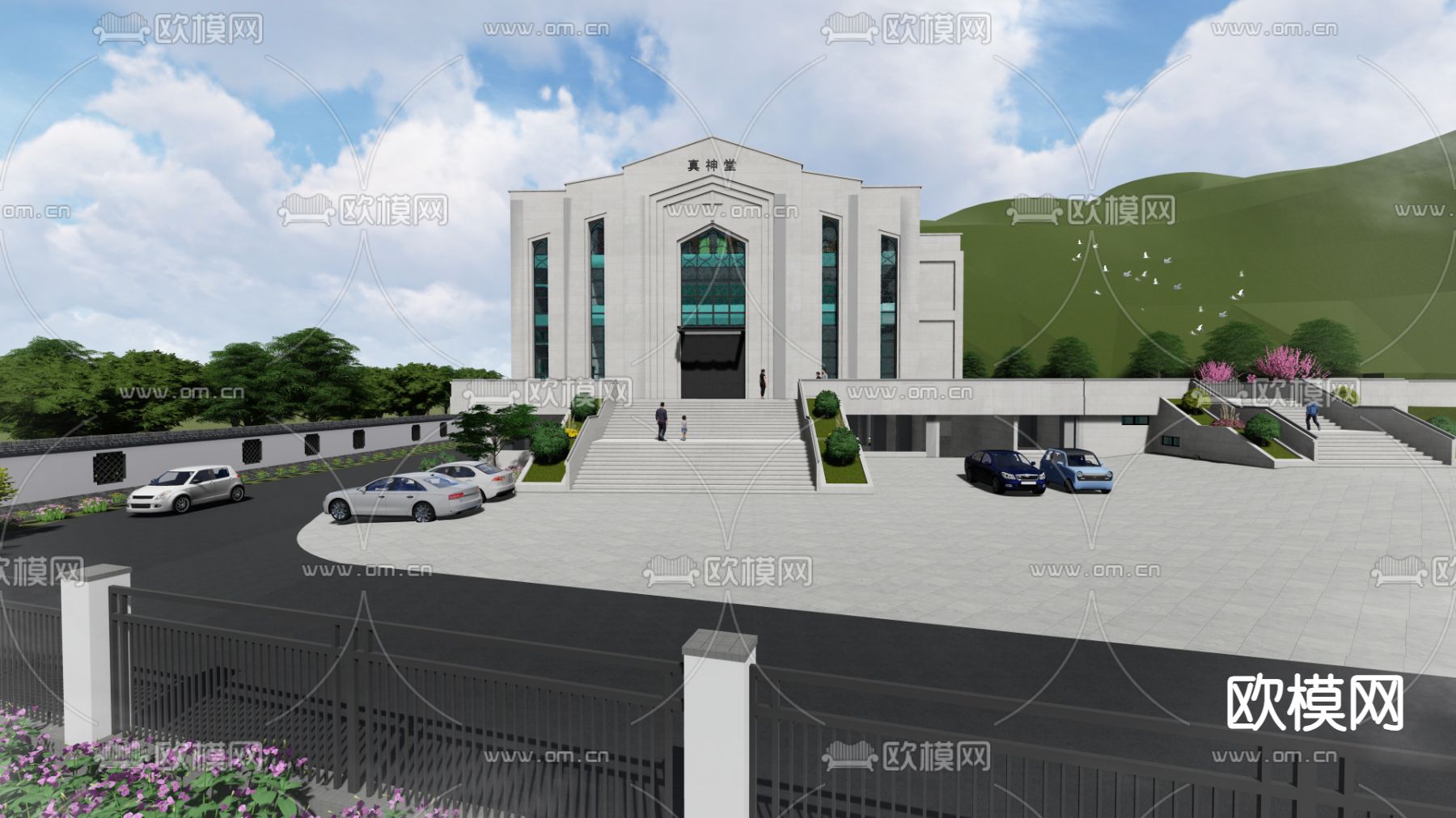 欧式教堂建筑su模型下载（渲染图2）