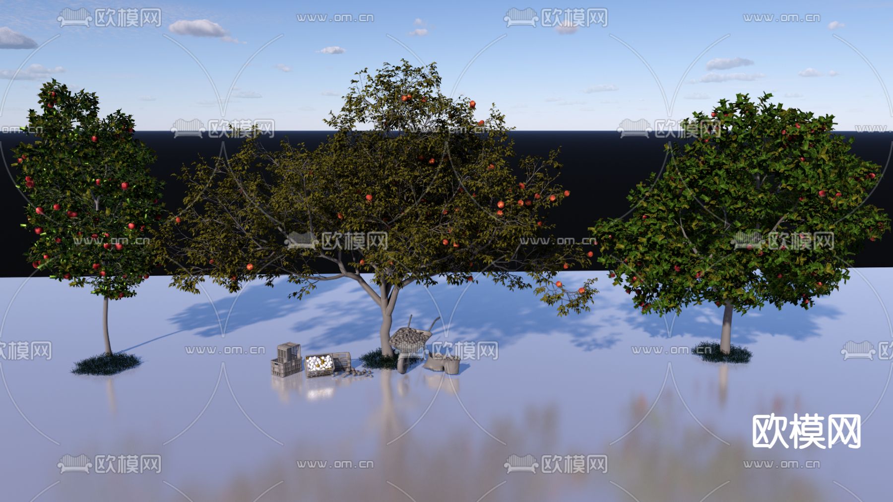现代景观树su模型下载（渲染图2）