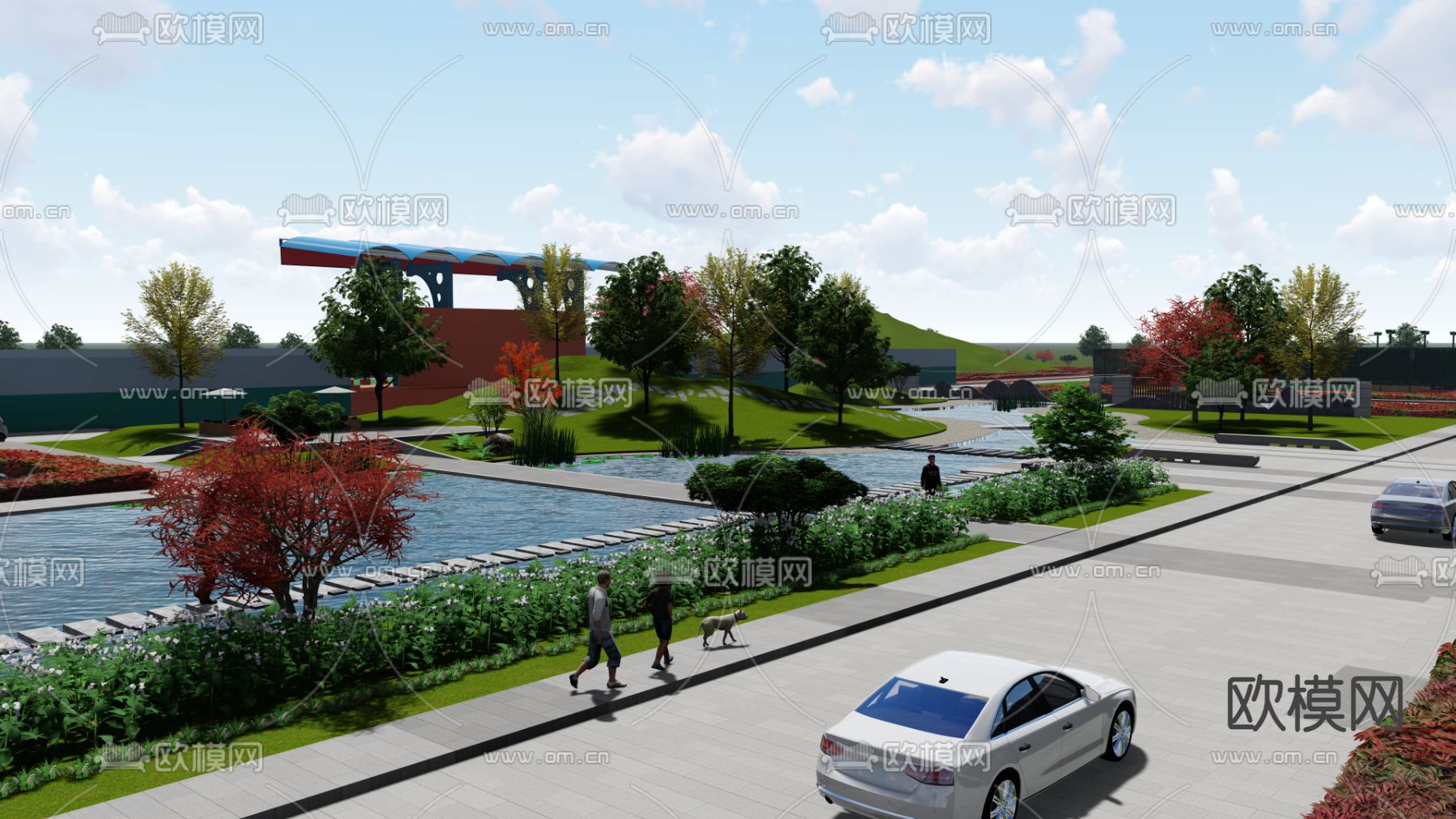 校园景观su模型下载（渲染图2）