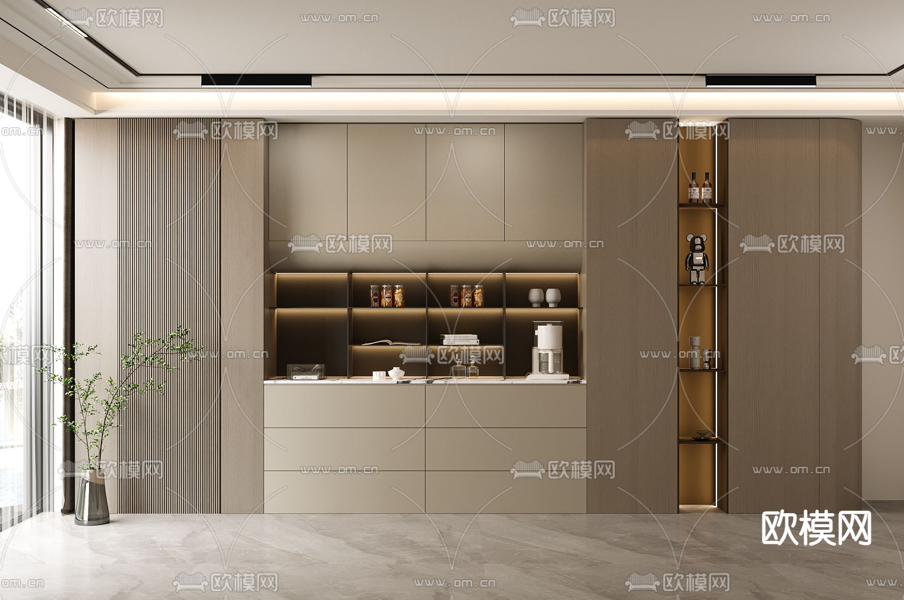 现代橱柜 餐边柜3d模型下载