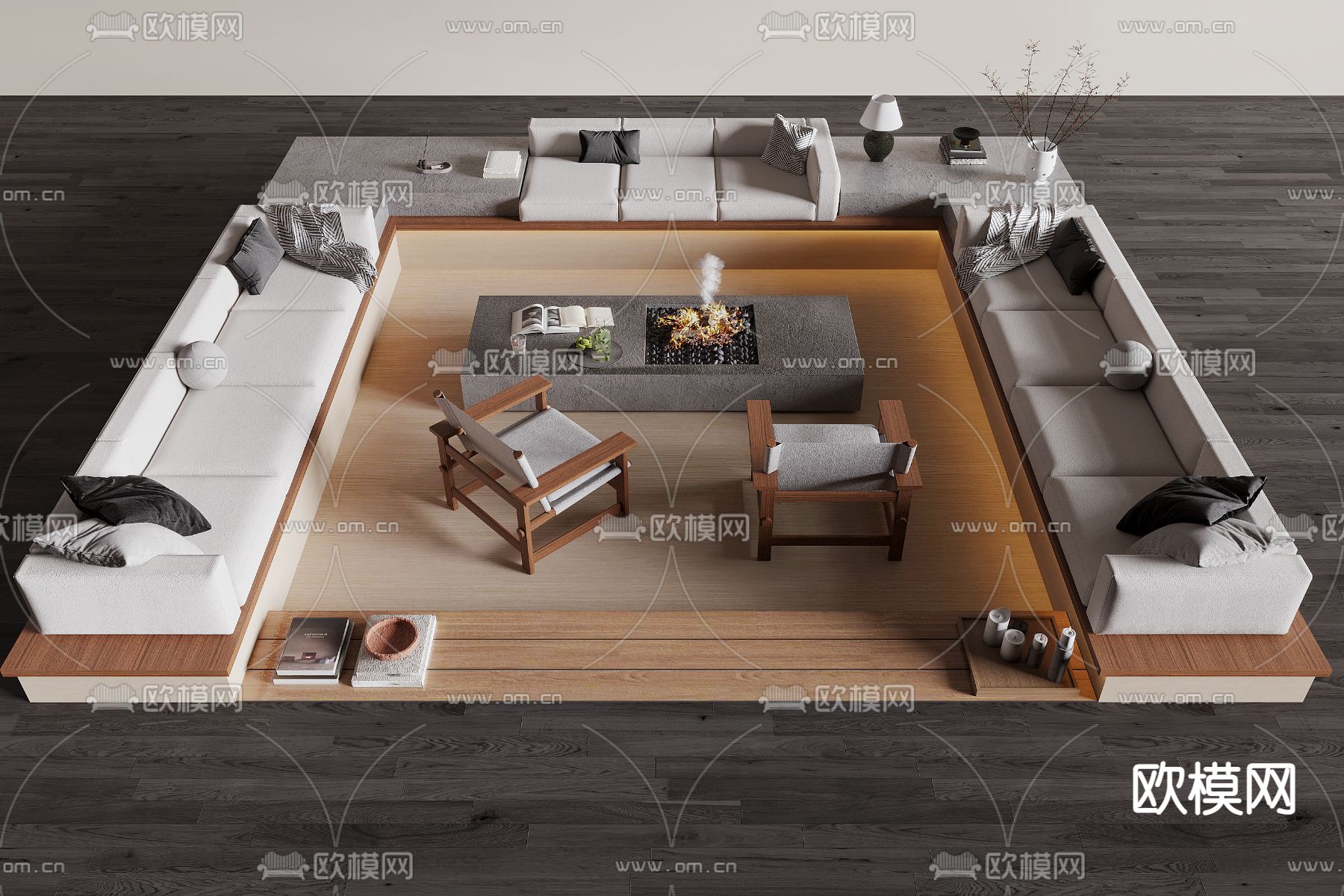 户外沙发 下沉式沙发 卡座沙发3d模型下载