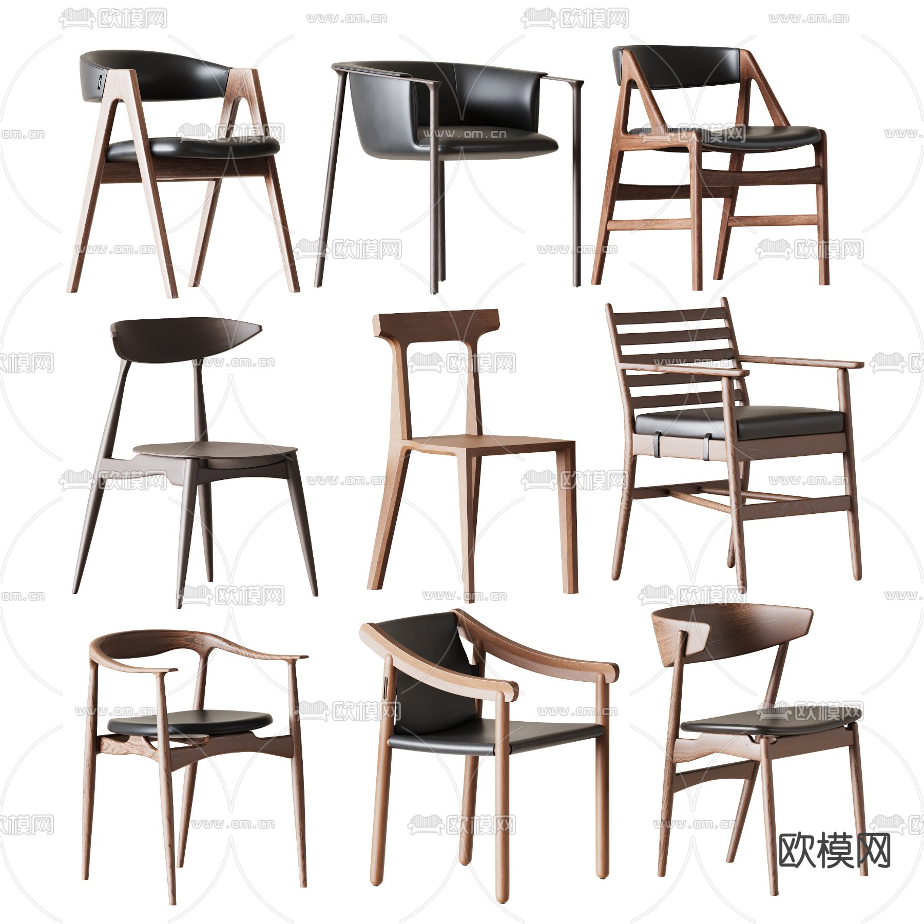 侘寂椅子 餐椅 单椅3d模型下载