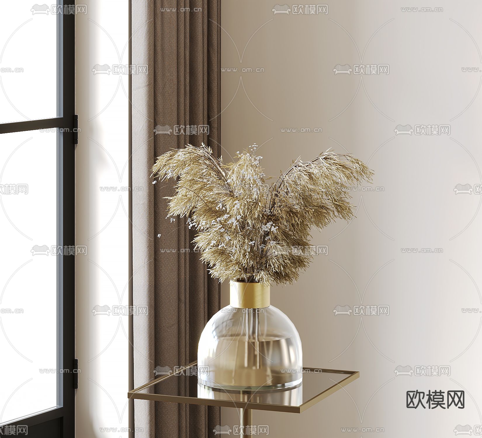 现代干枝花瓶su模型