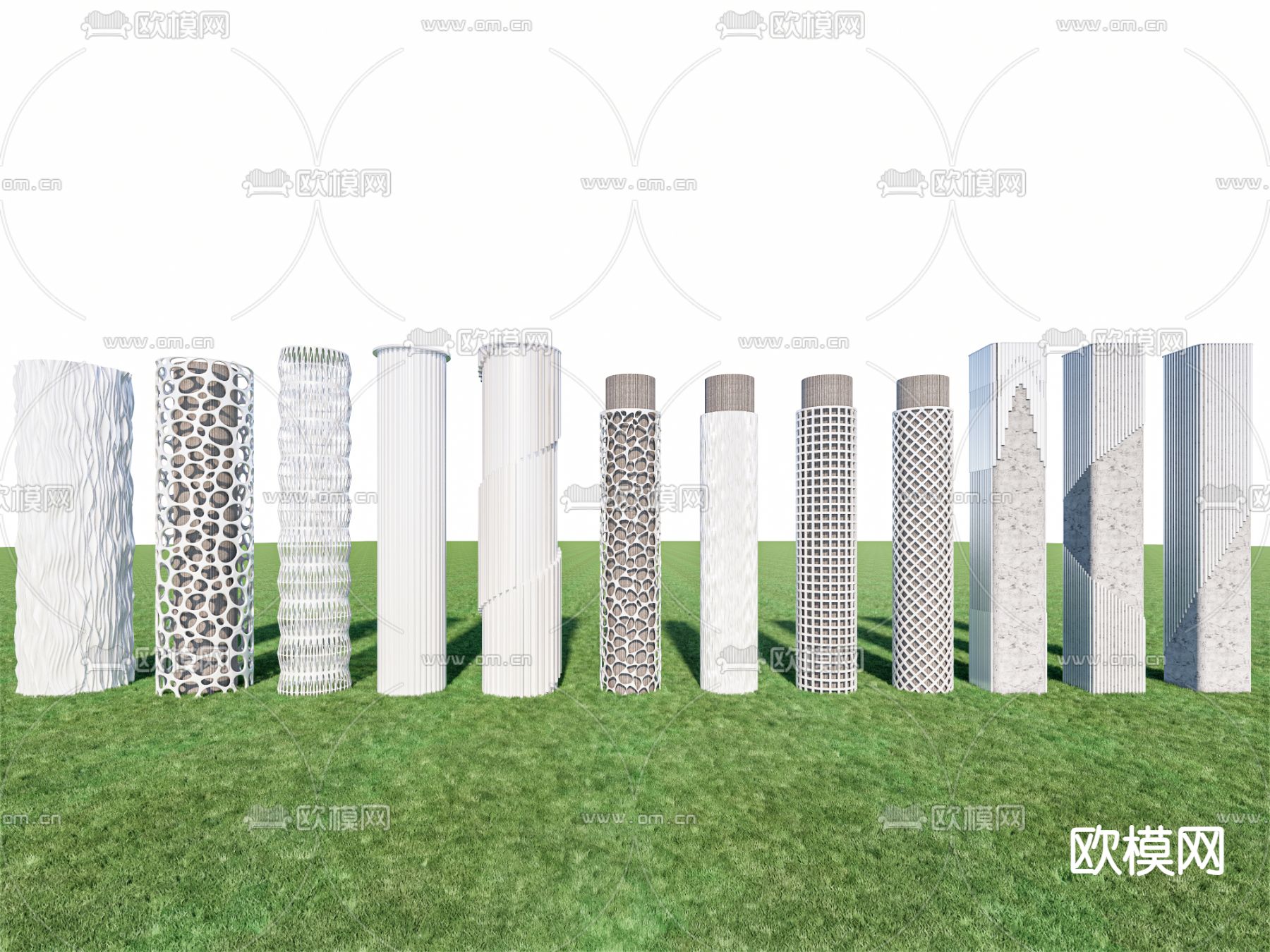 现代装饰柱 柱子 包柱su模型下载（渲染图1）