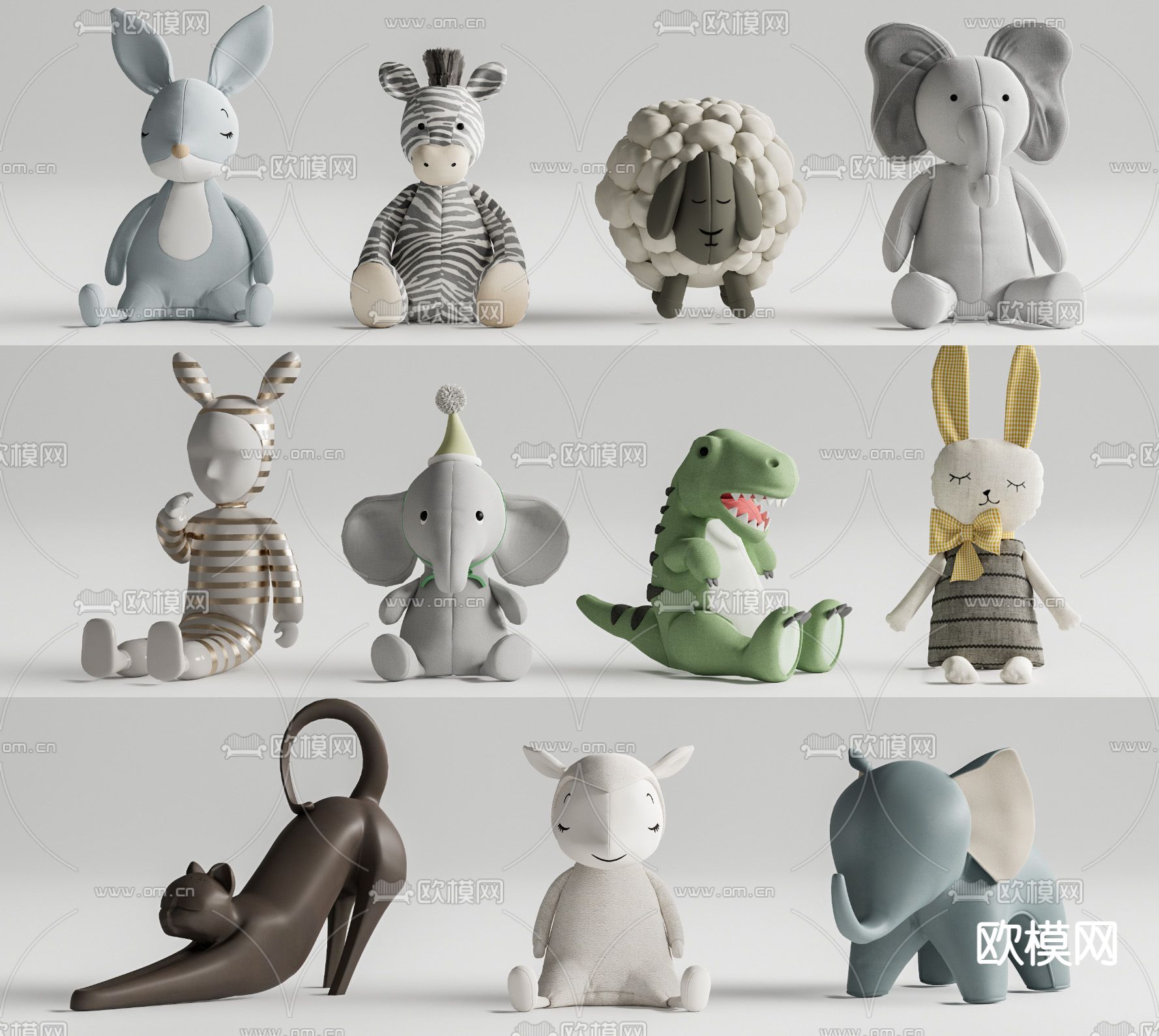 现代毛绒玩具su模型下载（渲染图2）