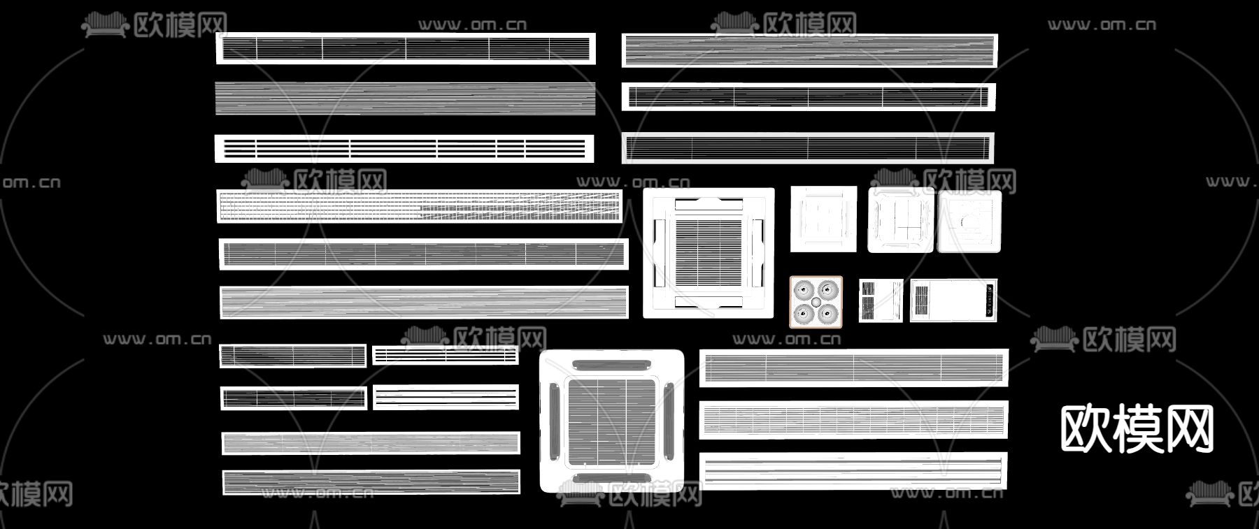 空调出风口 中央空调 排气口su模型下载（渲染图2）
