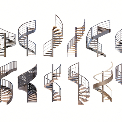 现代旋转楼梯 玻璃楼梯su模型