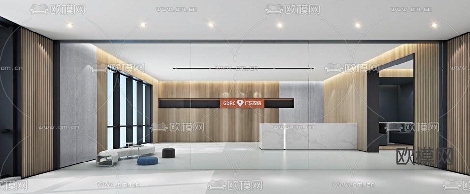 办公室前台 接待免费3d模型下载_ID15049146_3dmax免费模型-欧模网