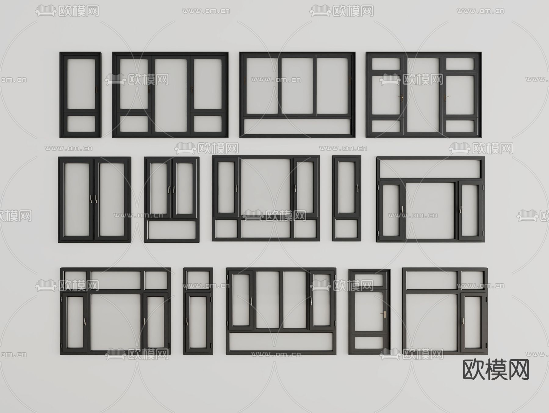 窗户 落地窗 阳台窗 平开窗3d模型下载