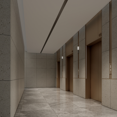  现代电梯厅su模型 