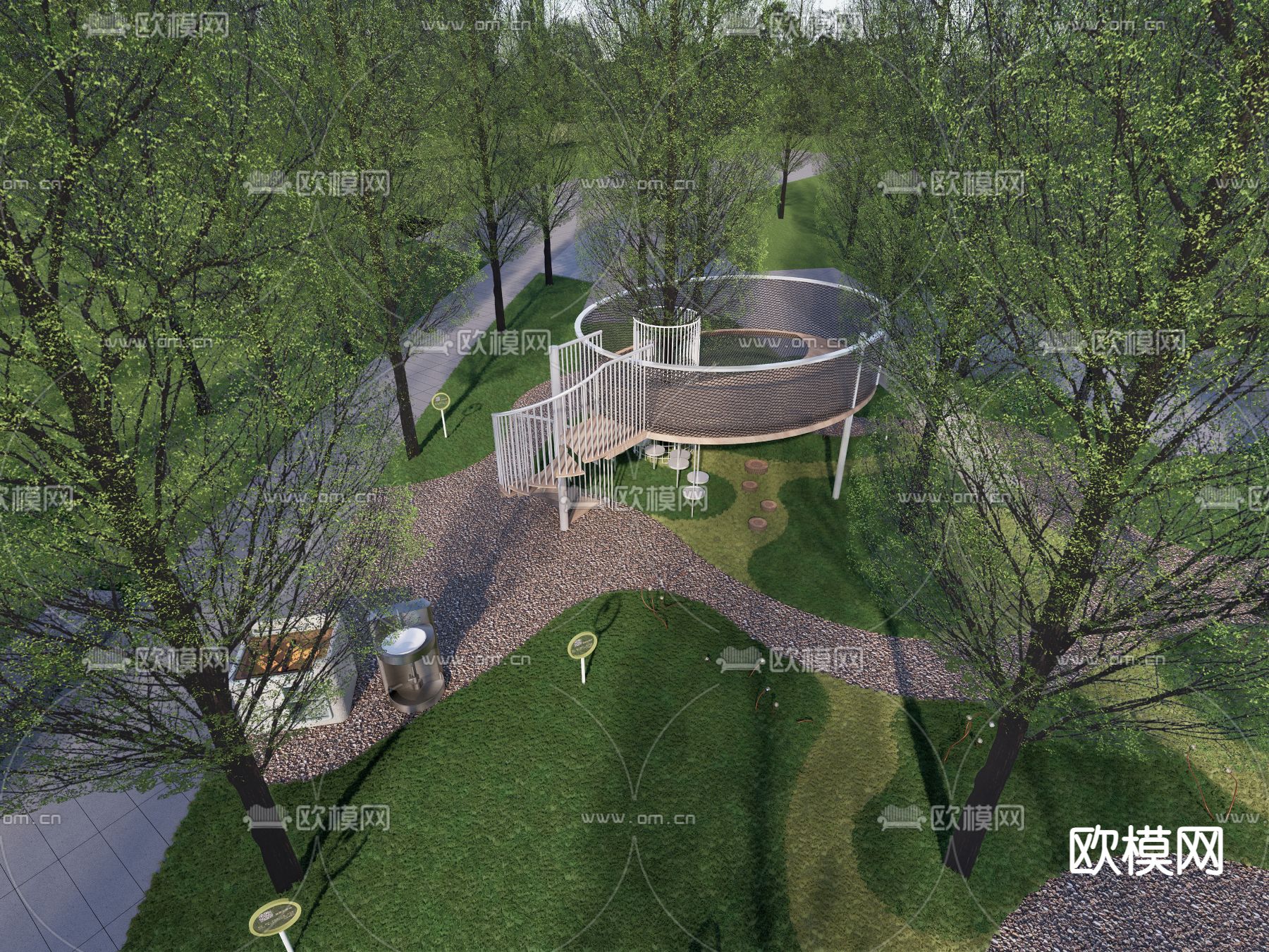 现代 儿童游乐区su模型下载（渲染图4）