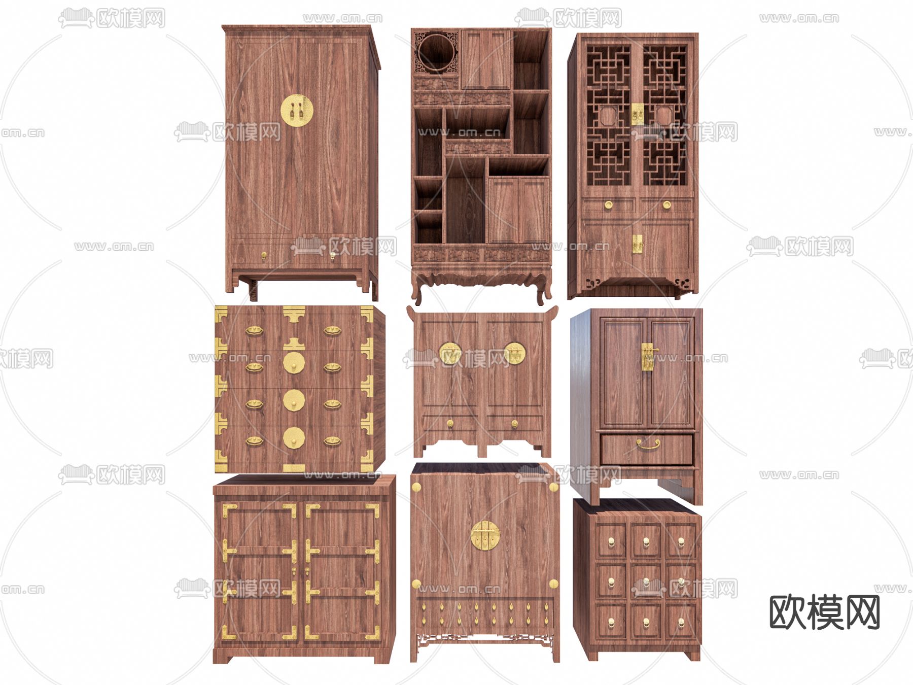 中式储物柜su模型下载（渲染图2）