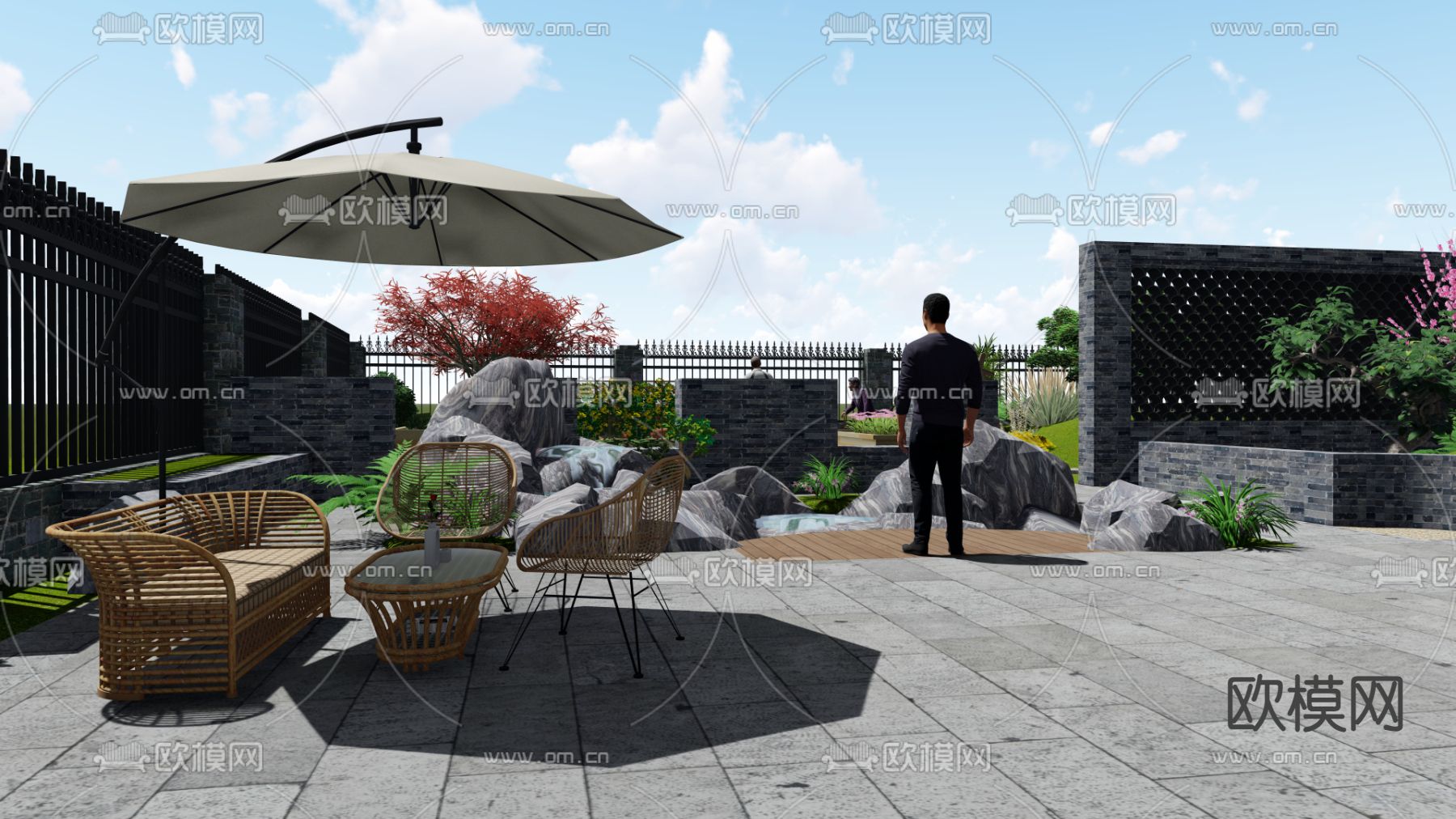 菜地景观 别墅庭院su模型下载（渲染图2）