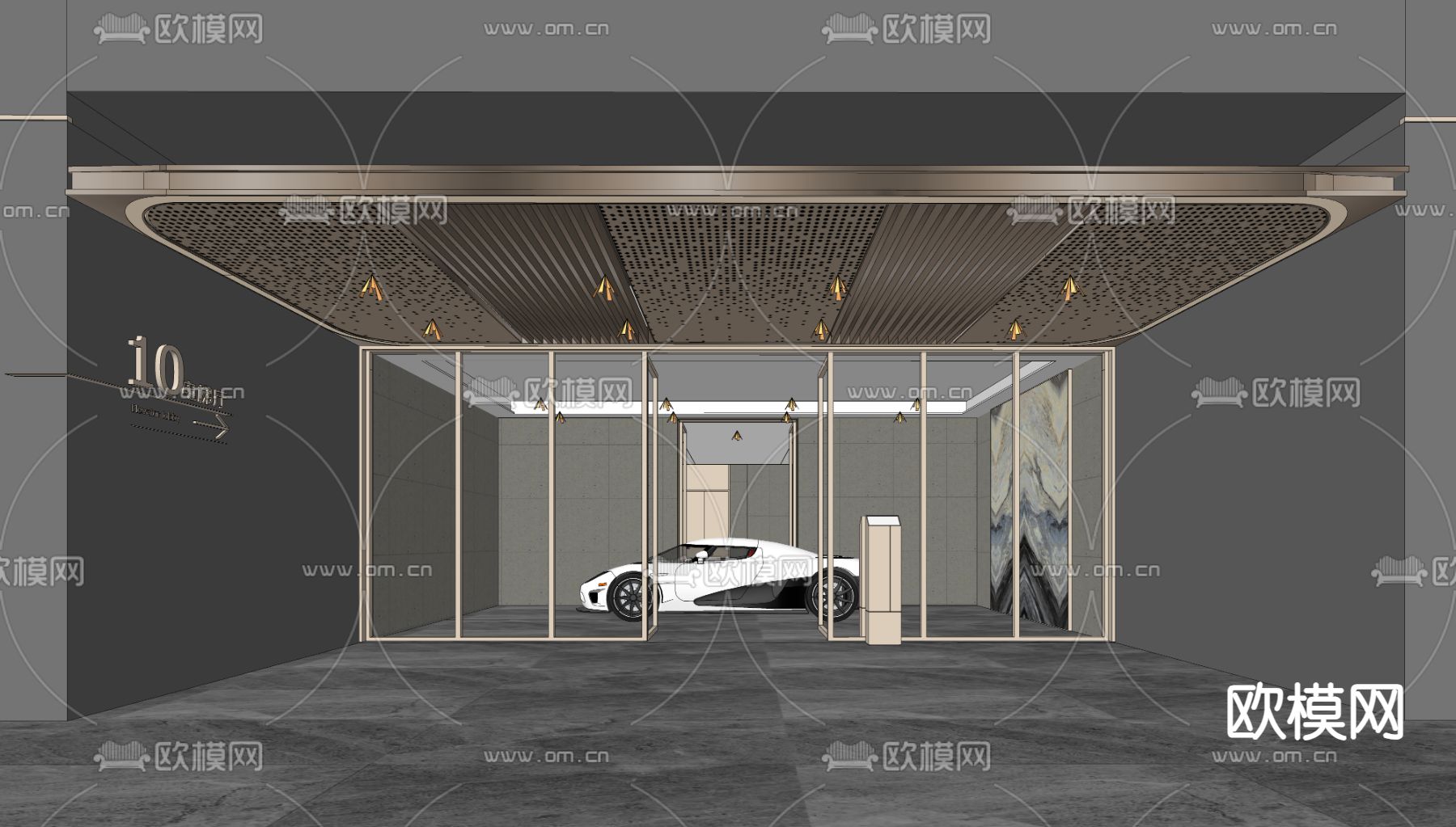 电梯厅 大堂su模型下载（渲染图1）