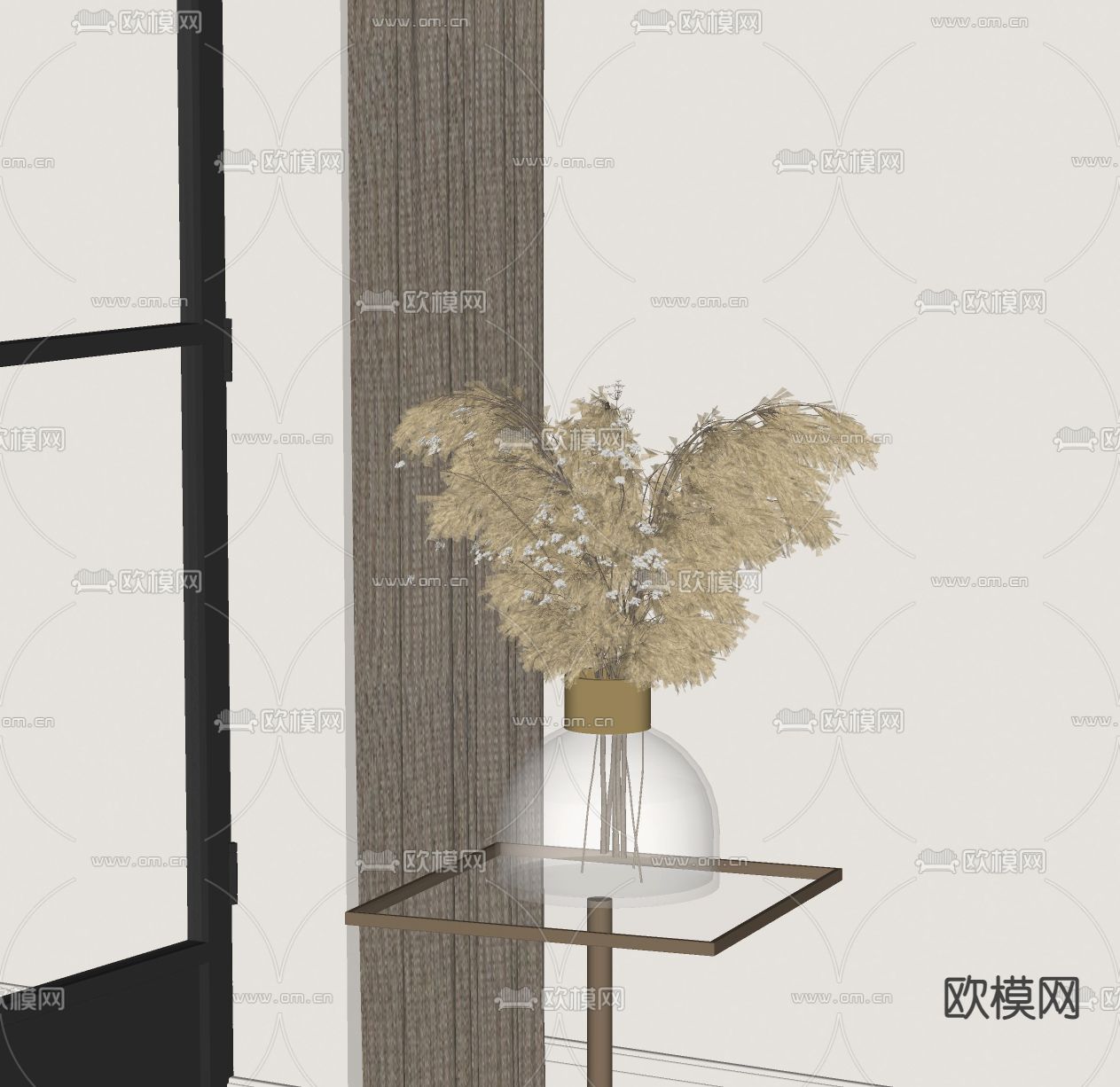 现代干枝花瓶su模型