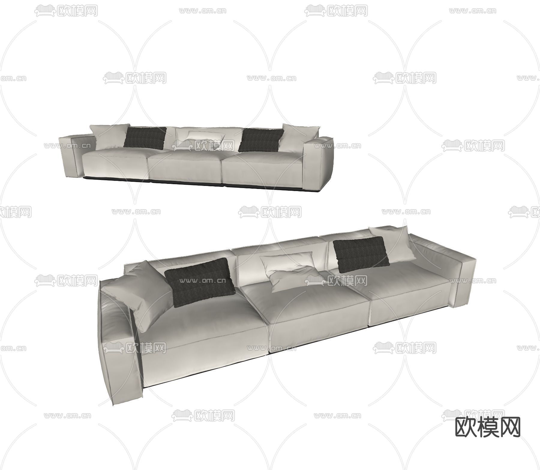 现代多人沙发su模型下载（渲染图2）