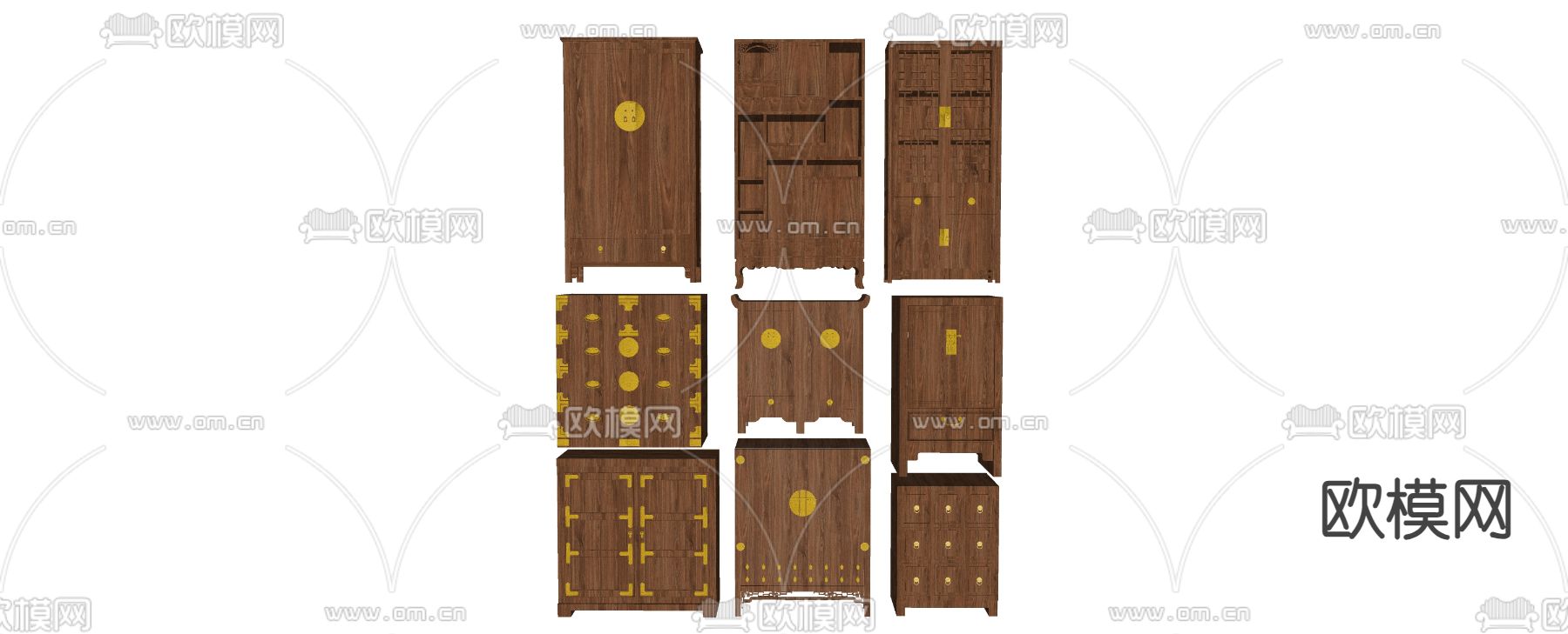中式储物柜su模型下载（渲染图1）