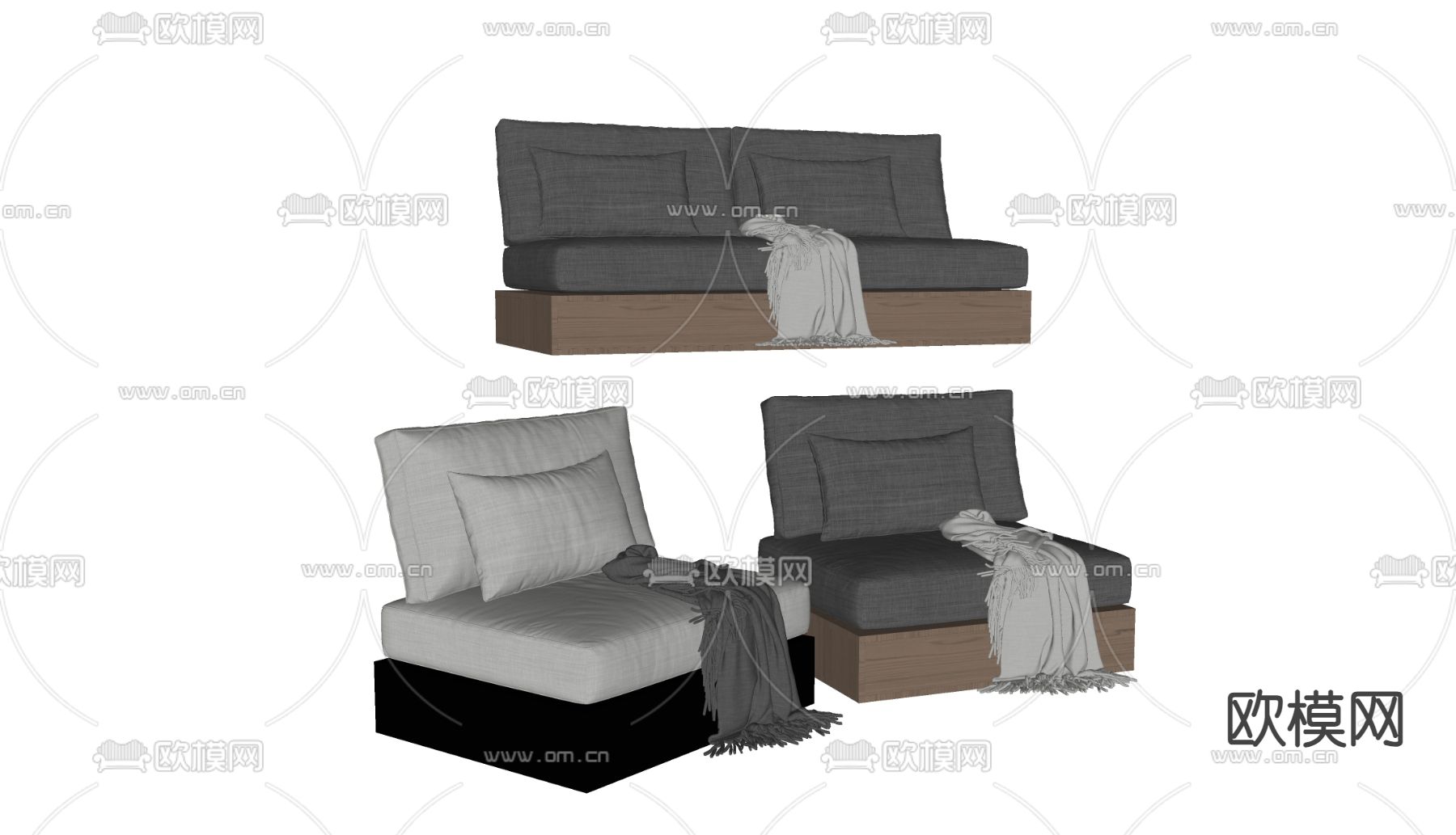 现代单人沙发su模型下载（渲染图1）