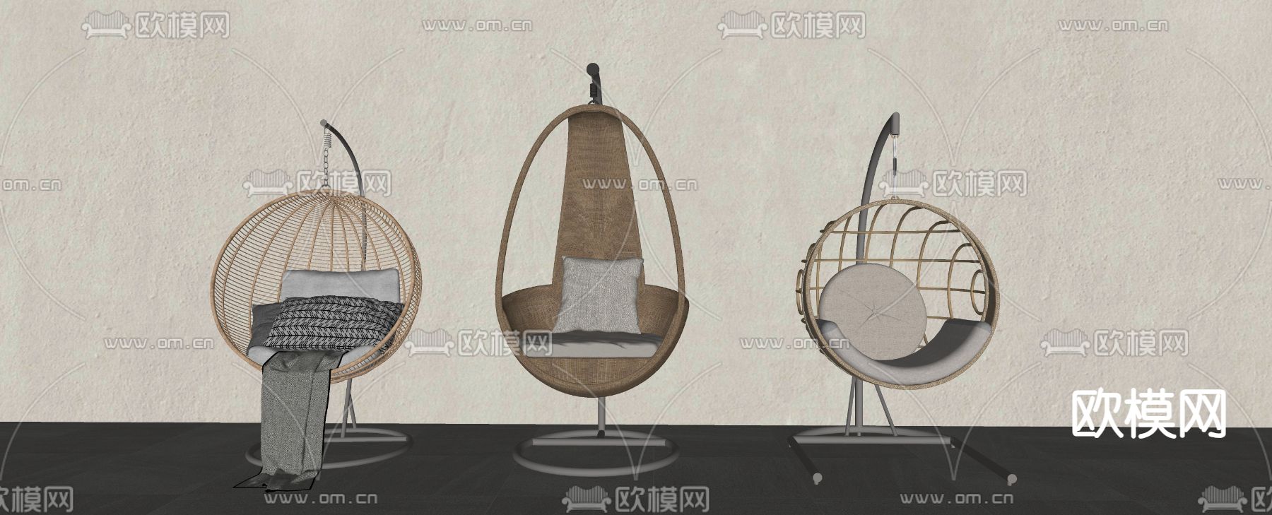 现代吊椅 秋千椅su模型