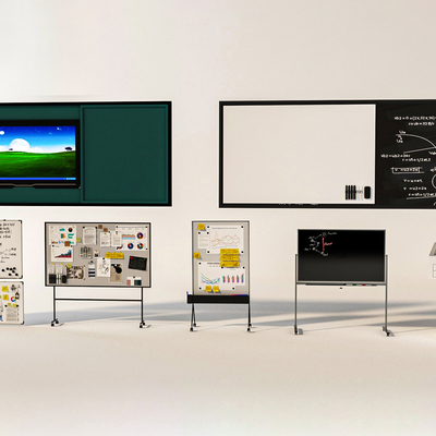  现代讲台 办公白板 黑板su模型 