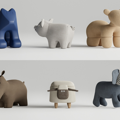  儿童卡通坐凳 su模型 