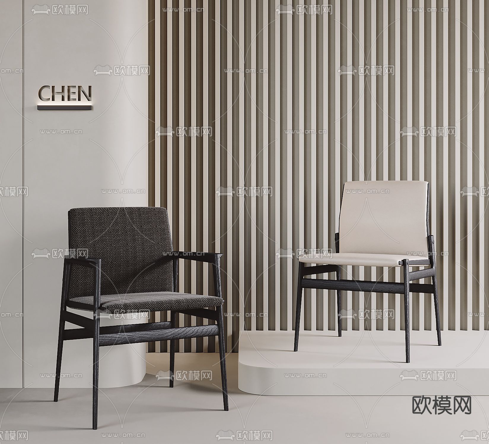 现代椅子 餐椅su模型下载（渲染图1）