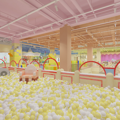  儿童游乐场 淘气堡su模型 