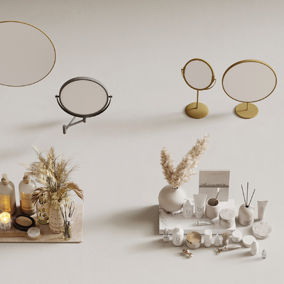  卫浴摆件 梳妆镜su模型 