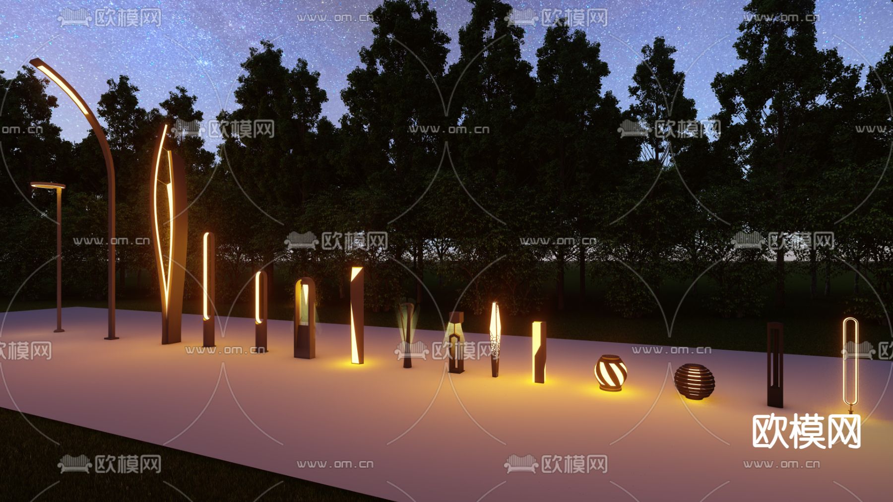 庭院景观灯 草坪灯 路灯su模型下载（渲染图5）