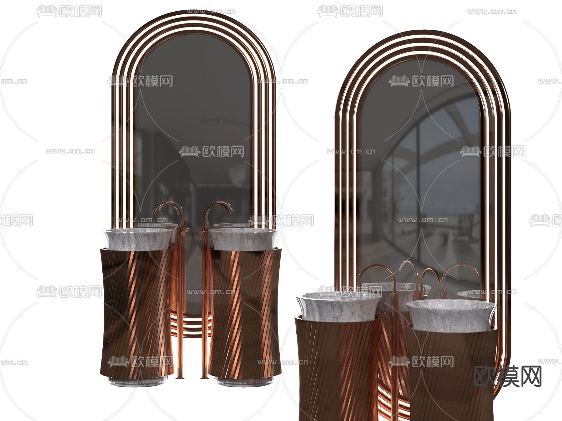 现代洗手台 单盆su模型下载（渲染图2）