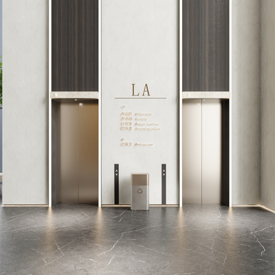  现代电梯间su模型 