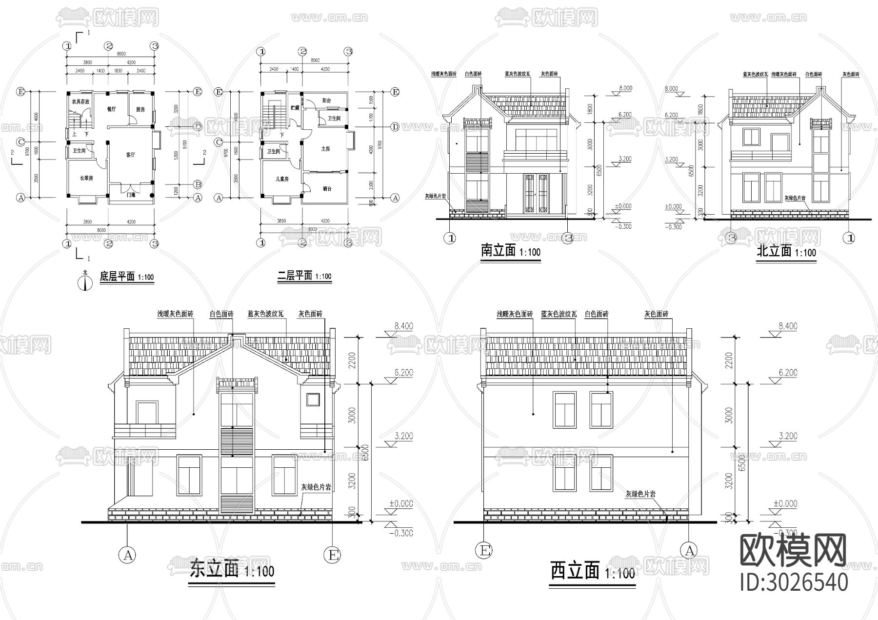 7美丽乡村CAD建筑图cad平面图下载（渲染图2）