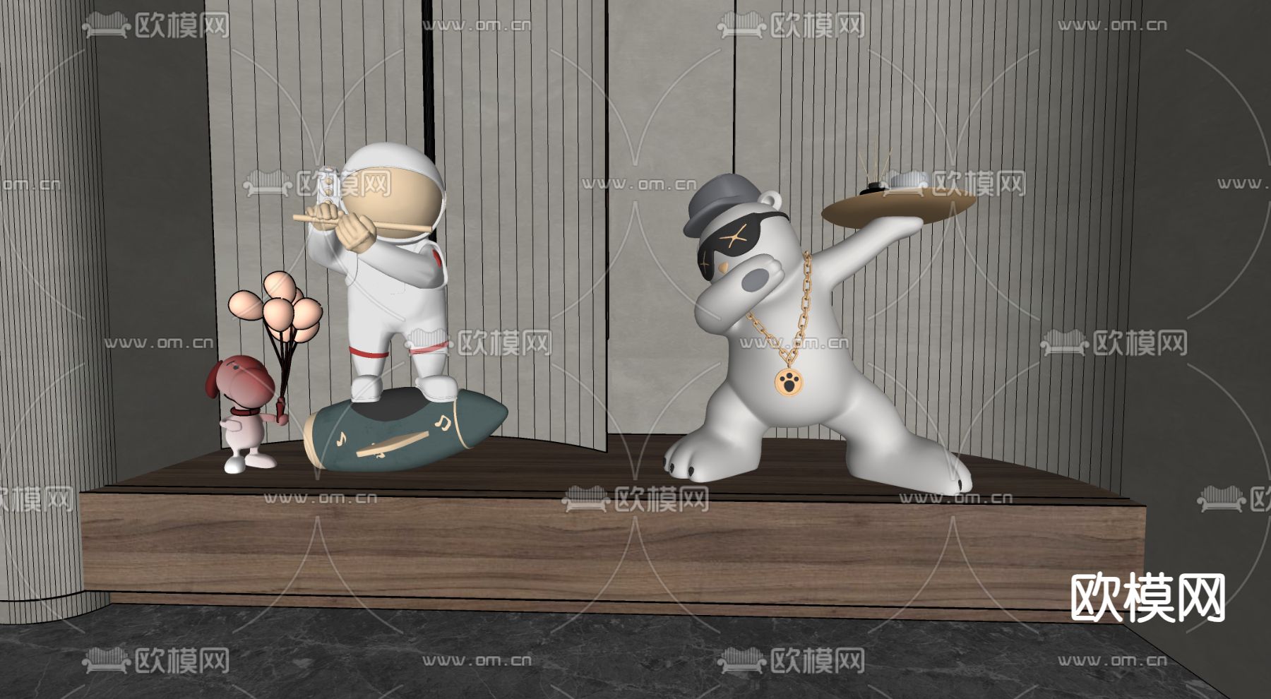 潮玩 雕塑 摆件su模型下载（渲染图1）