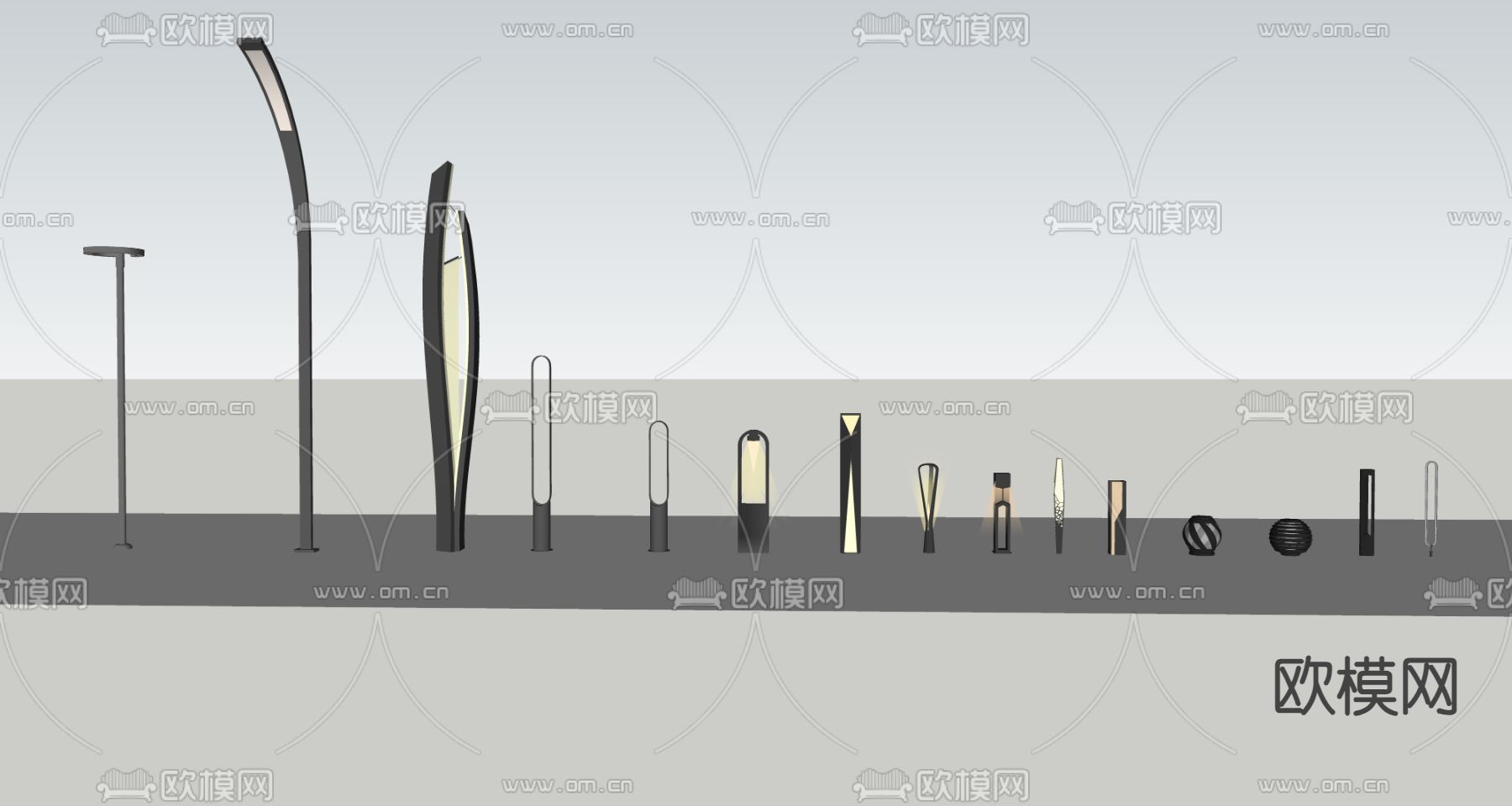 庭院景观灯 草坪灯 路灯su模型下载（渲染图6）