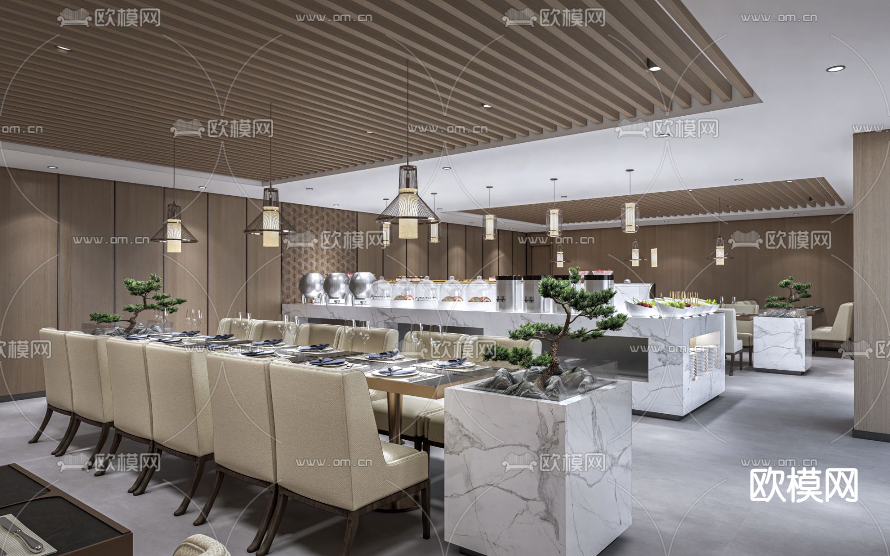 中餐厅 茶餐厅su模型下载（渲染图2）