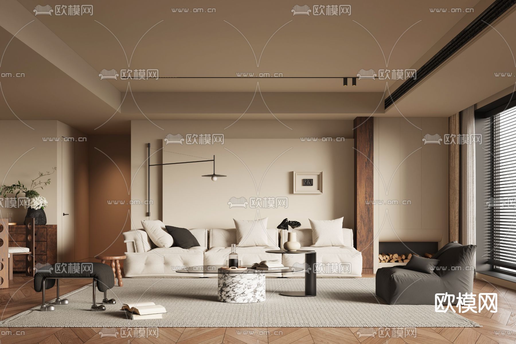 中古风客厅3d模型下载