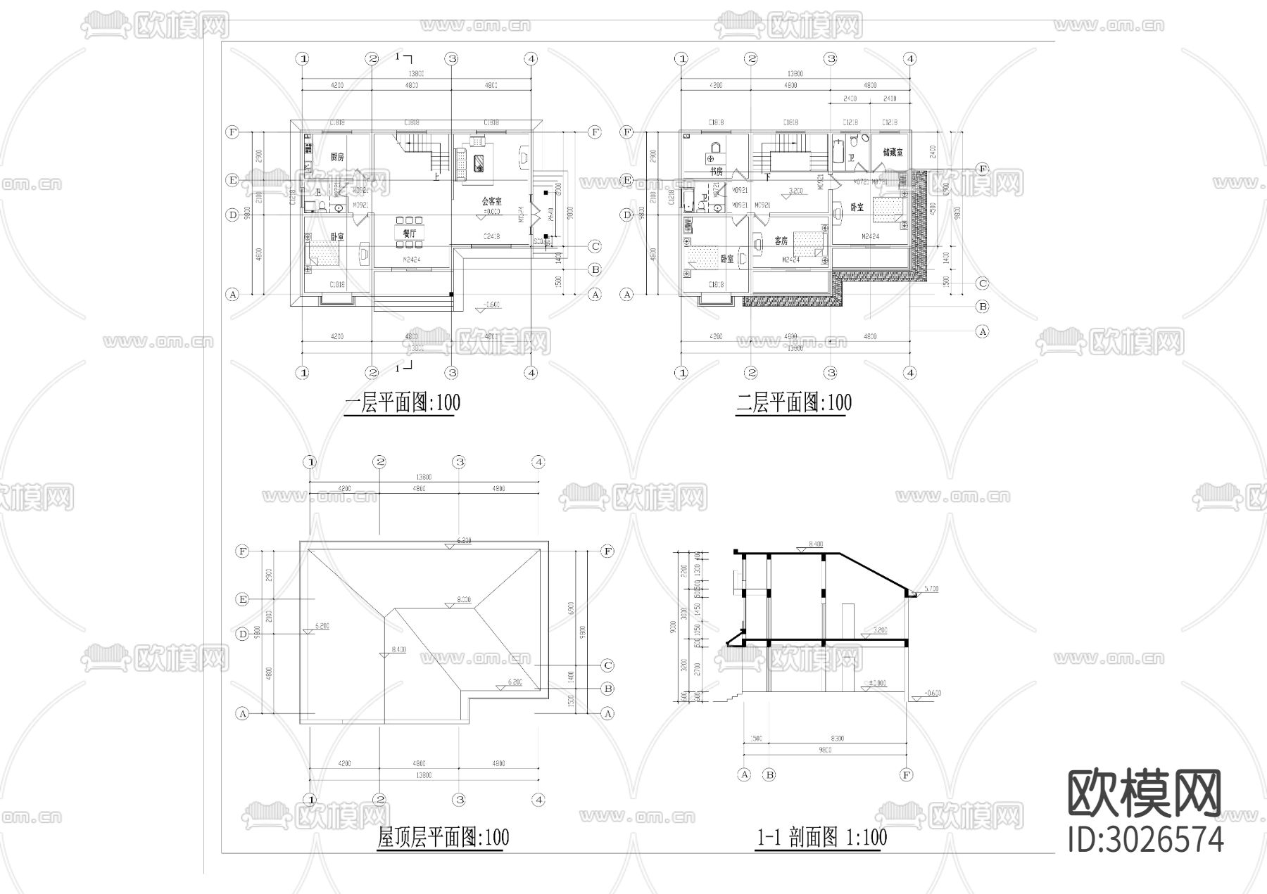 21美丽乡村CAD建筑图cad平面图下载（渲染图1）