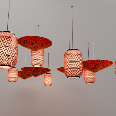  新中式灯笼su模型 