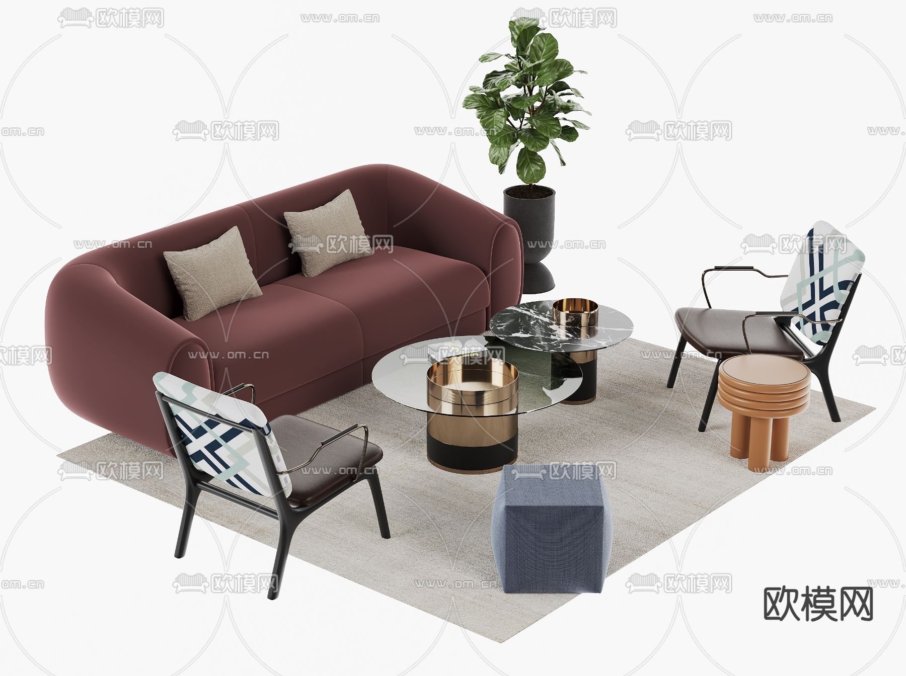 轻奢组合沙发3d模型下载