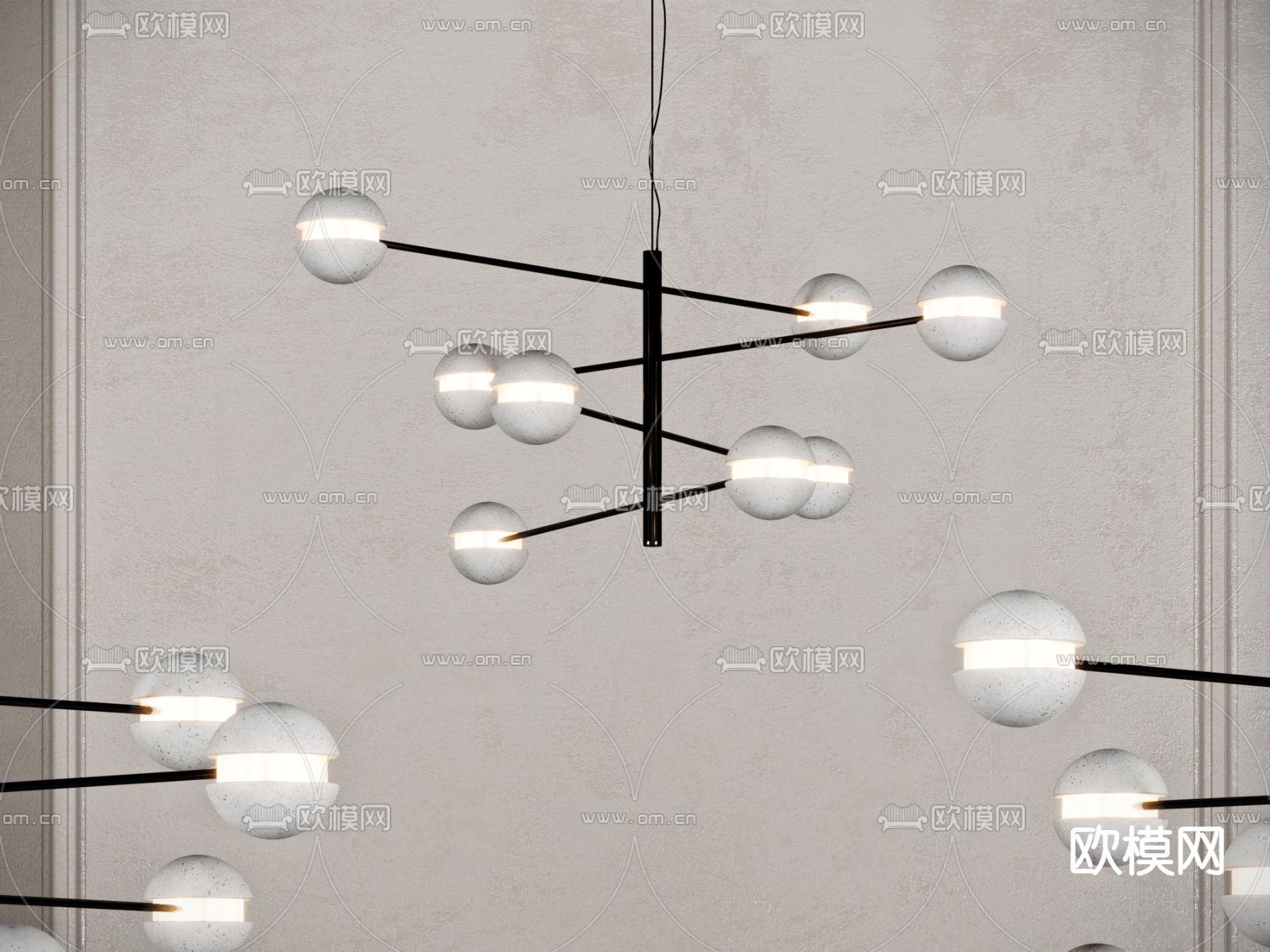 现代吊灯su模型下载（渲染图2）