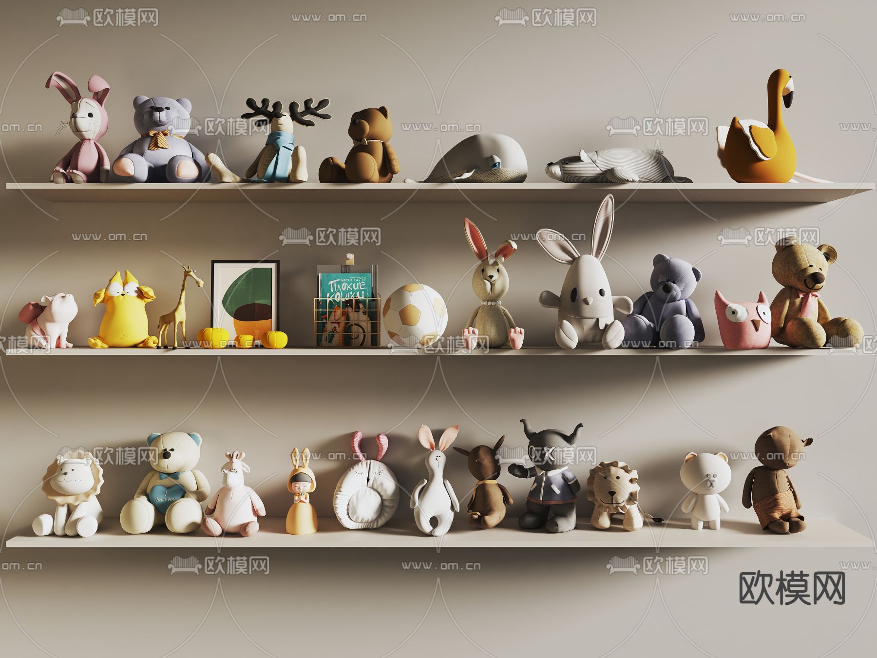 毛绒玩具 玩偶 布娃娃 公仔 玩具3d模型下载