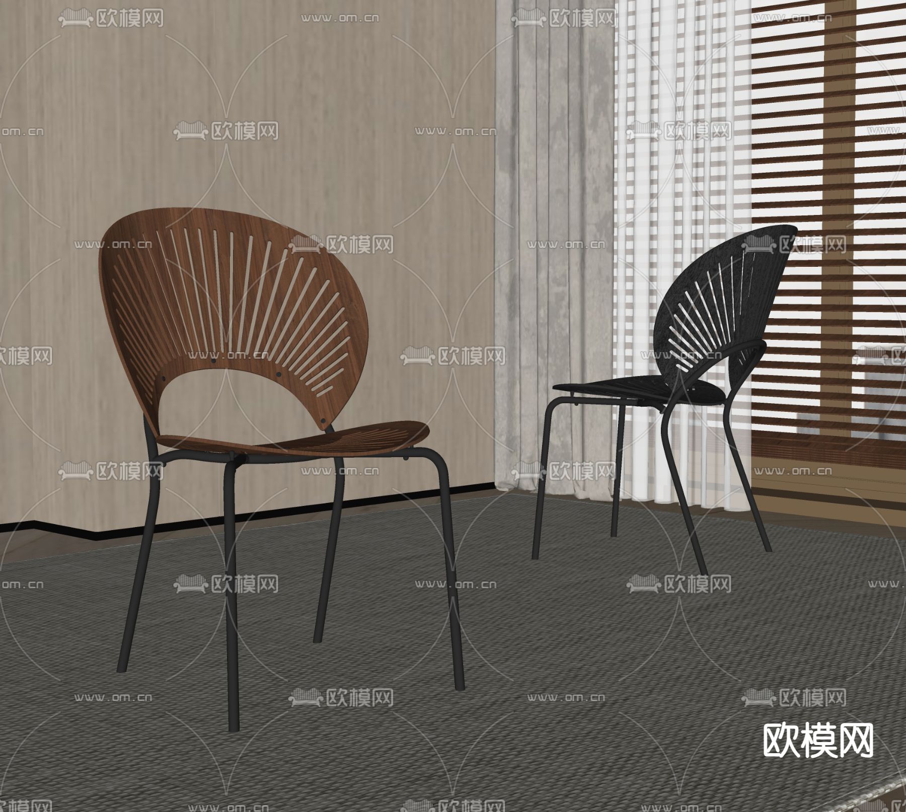 现代餐椅 单椅su模型下载（渲染图1）