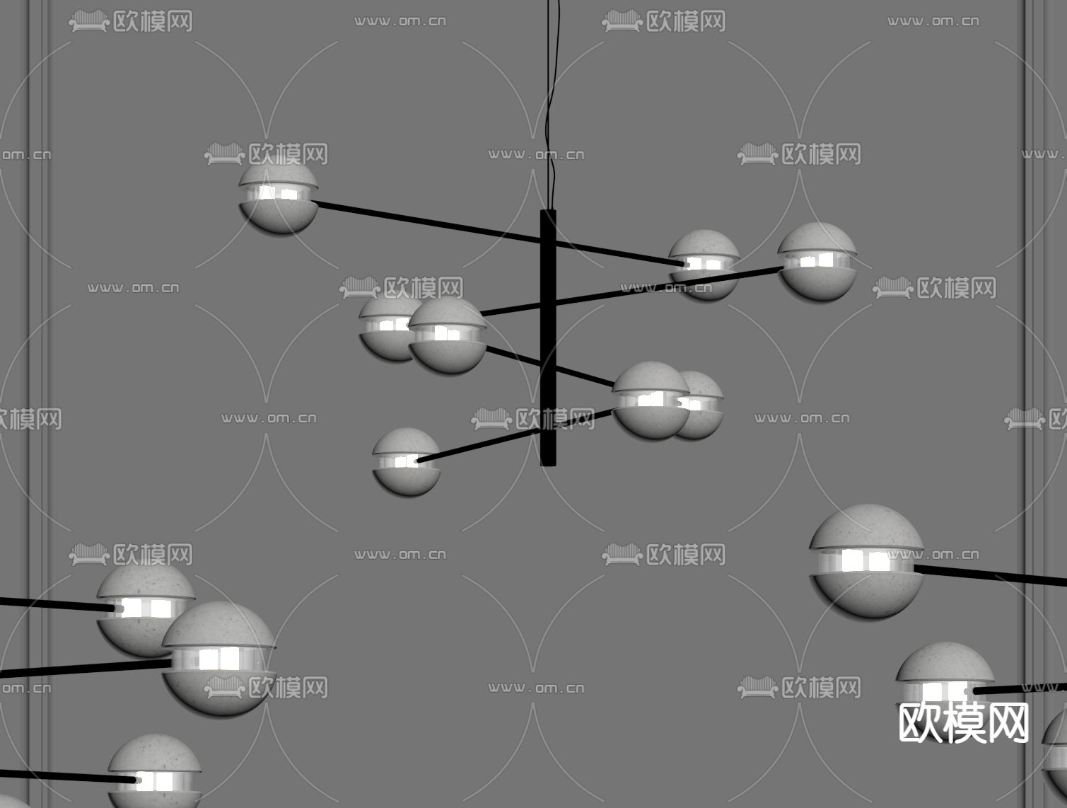 现代吊灯su模型下载（渲染图1）