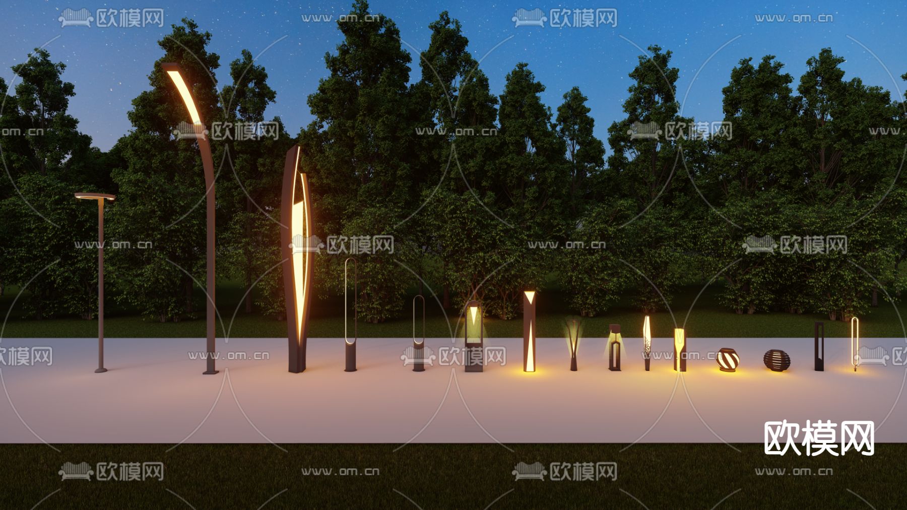 庭院景观灯 草坪灯 路灯su模型下载（渲染图3）