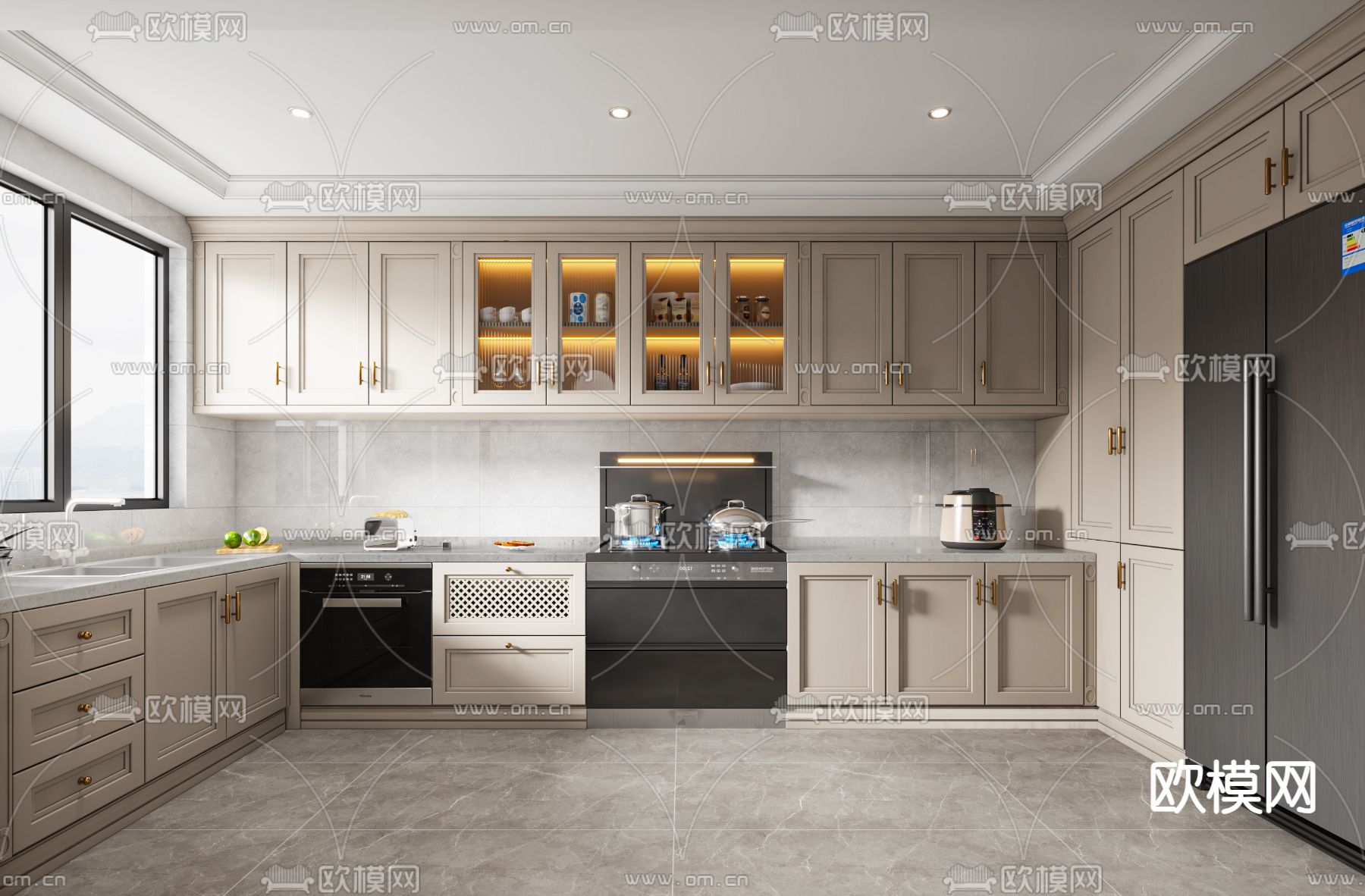 简欧厨房 橱柜3d模型下载