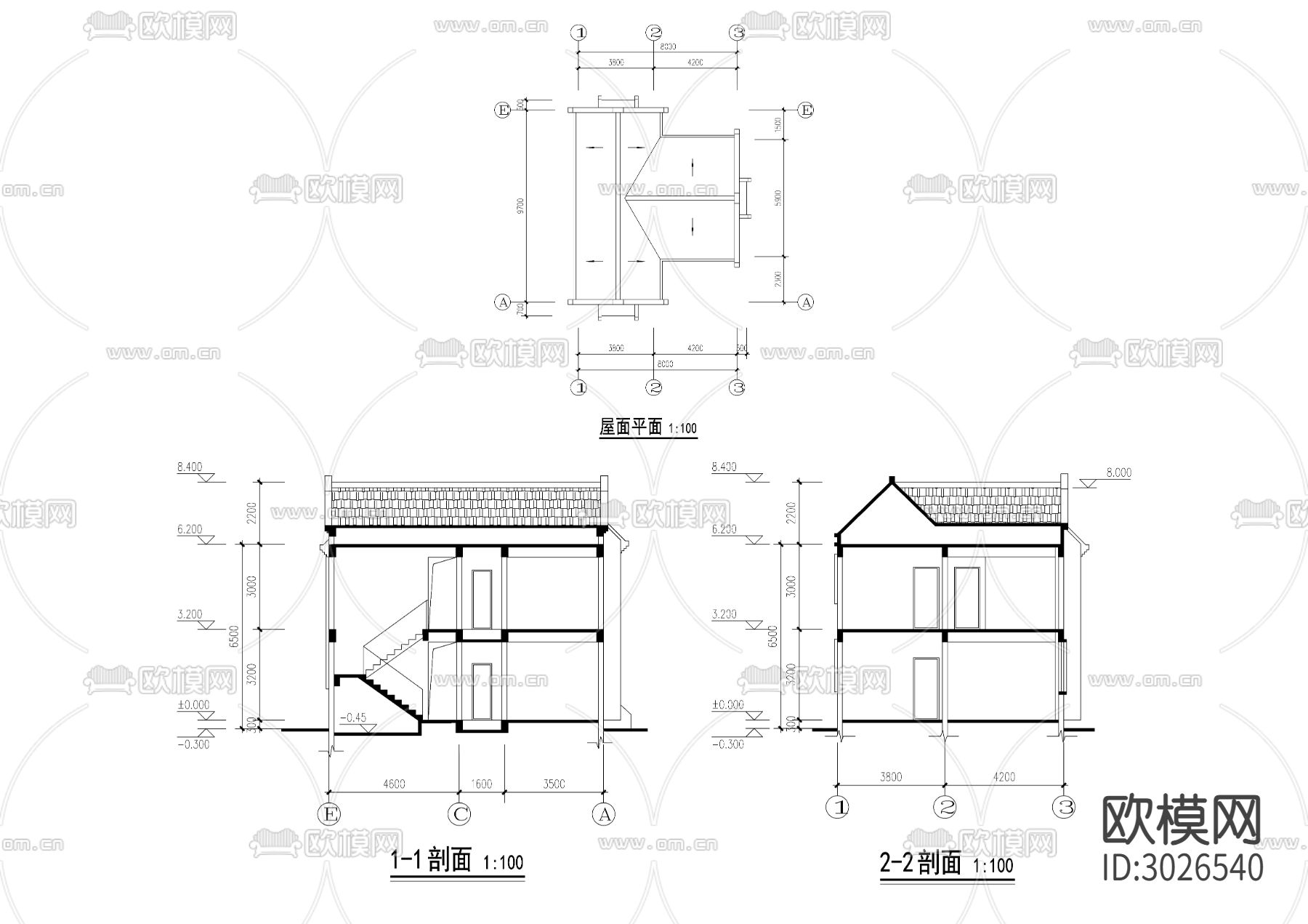 7美丽乡村CAD建筑图cad平面图下载（渲染图1）