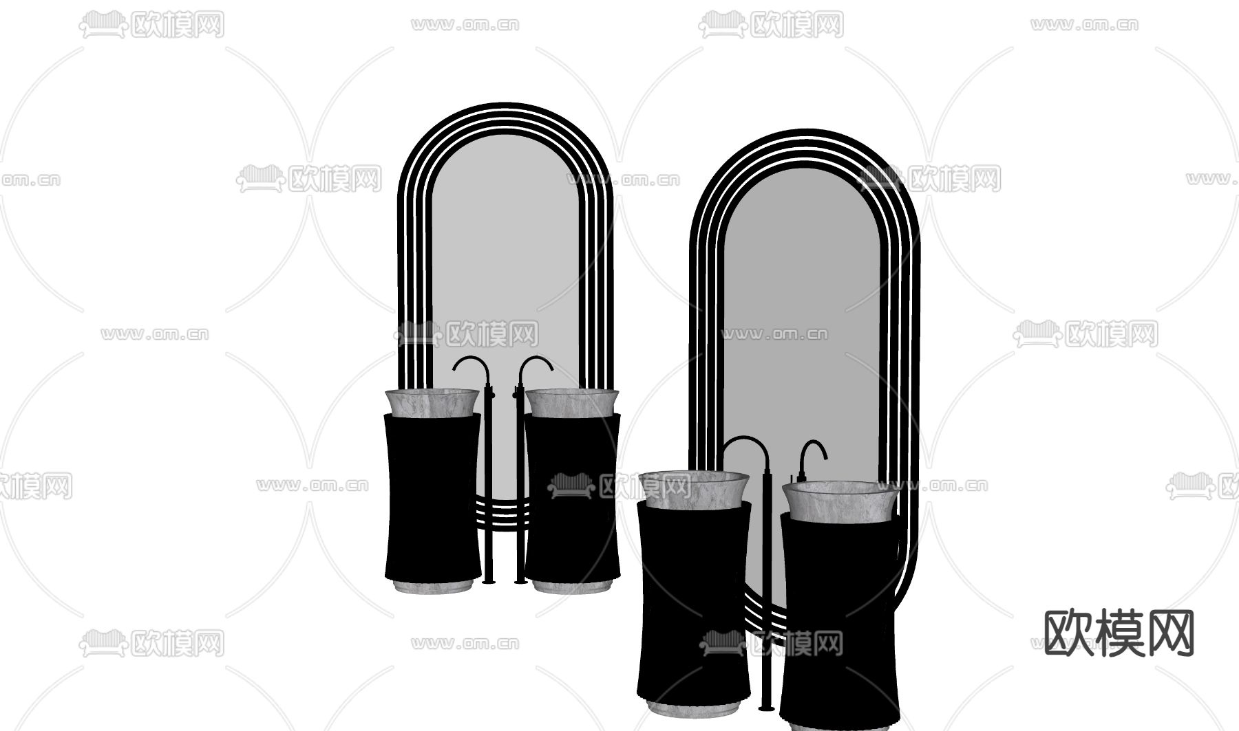 现代洗手台 单盆su模型下载（渲染图1）