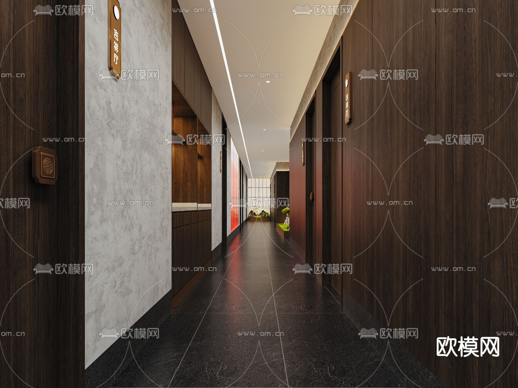 中餐厅 走廊过道3d模型下载（渲染图1）