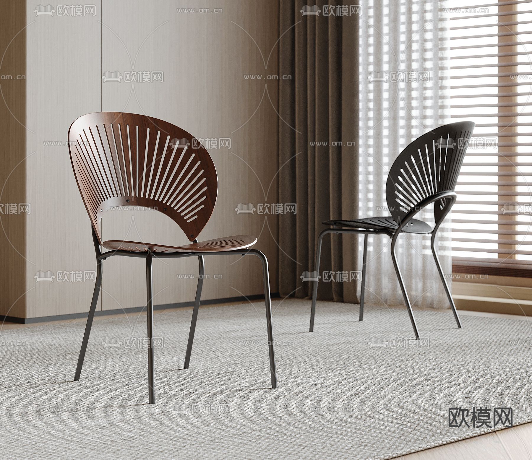 现代餐椅 单椅su模型下载（渲染图2）